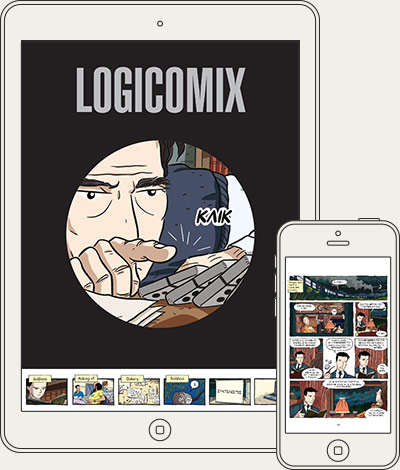 Εικόνα της εφαρμογής «Logicomix» σε iPad και iPhone.
