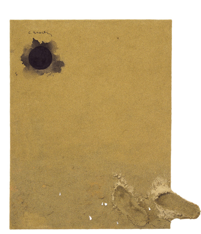 Ο μαύρος λαμπερός ήλιος του καλοκαιριού, 2017 Κώστας Τσόκλης Άμμος, 130 x 100 εκ. Συλλογή του καλλιτέχνη